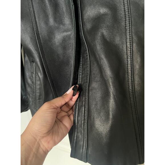 Vintage Wilsons Leather Black Leather button down jacket large - Picture 2 of 5